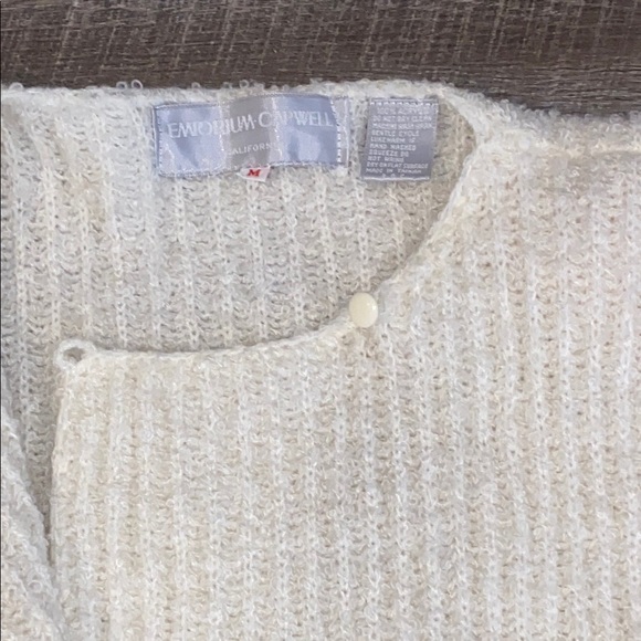 Vintage Cream Chunky Knit Cardigan with Ribbed Pattern and shoulder pads - Picture 8 of 12